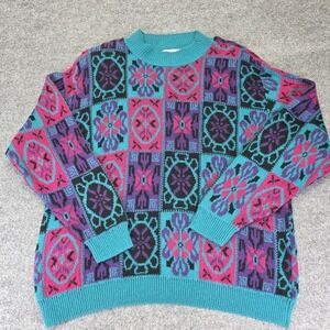 Vintage Alfred Dunner Made In USA Color Block Knit Sweater Women's Size 2XL